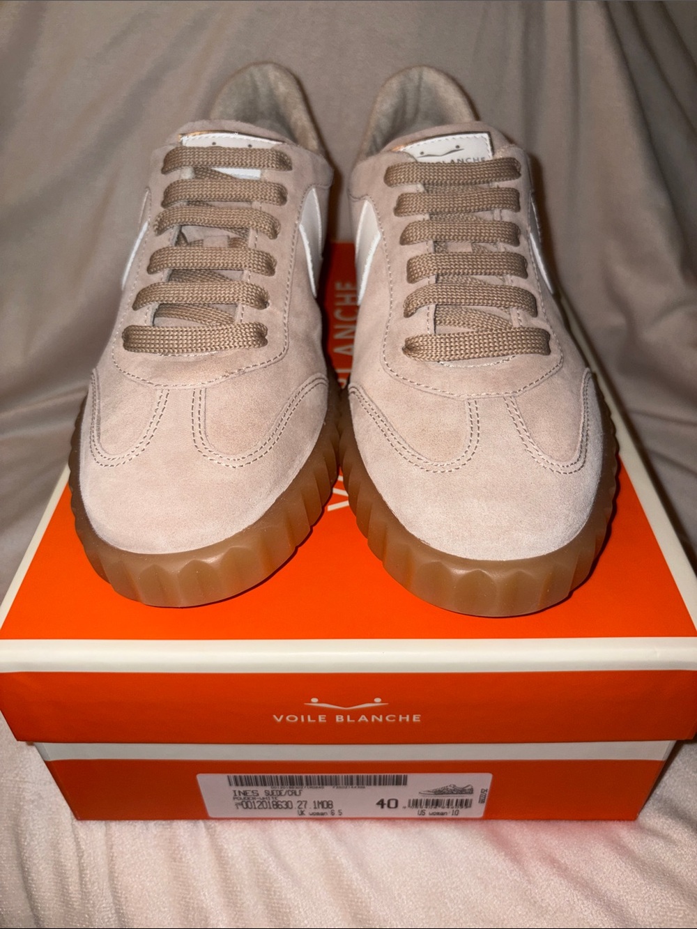 NWT VOILE BLANCHE INES Sneaker in Powder-White (Light Beige) - Picture 8 of 16